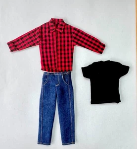 1/12 rot kariertes Hemd Jeans Set für 6" Phicen TBLeague TM01A TM02A Figur Puppe - Bild 1 von 6