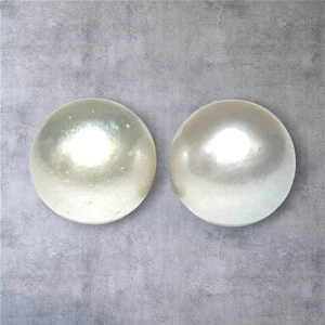 A Pair Round Huge 13.7mm Natural Silver White Indonesian South Sea Pearls Loose - Picture 1 of 9