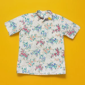 Vtg Reyn Spooner Mens Hawaiian Shirt Sz M Reverse Print Floral Flowers Colorful - Picture 1 of 14