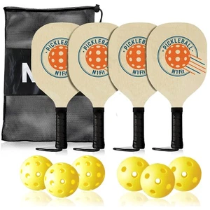 Wood Pickleball Paddle 4 Pack, Wooden Pickleball Paddles, Pickleball Set with... - Picture 1 of 9