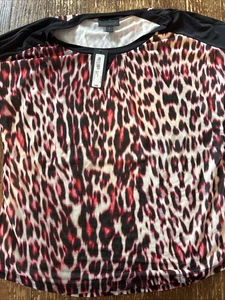 Blusa leopardo rosa Worthington nuova con etichetta donna grande L - Foto 1 di 5