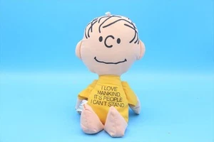 1980s Linus Bean Bag Doll I LOVE MANKIND Peanuts Snoopy Vintage UFS Determined - Picture 1 of 6