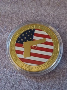 Jeton couleur 2ème amendement droits haute qualité 24 K plaqué or pro droits des armes - Photo 1/5