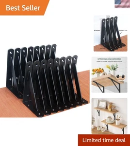 Rust-Resistant Black Shelf Brackets - 16 Pack for Stylish Home Organization - Picture 1 of 11