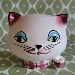 De Colección Años 50 Holt-Howard Acogedor Gatito Blanco Cabeza de Gato Cuerda Colgante Tijera Soporte - Imagen 1 de 11