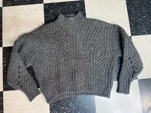 IRO Venati Sweater Womens Small Gray Open Knit Chunky Pullover Cropped - Picture 1 of 8