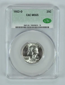 1952-D Washington Quarter MS65 CAC CACg - Picture 1 of 5