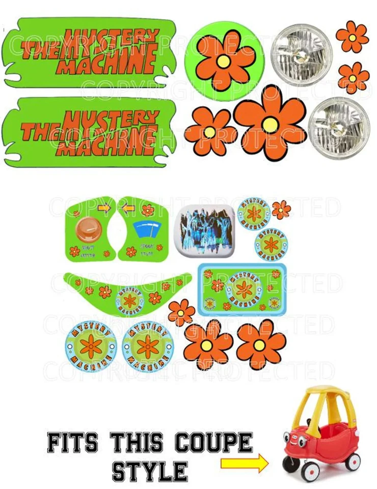 Adesivos de substituição fit Little Tikes aconchegante cupê carro MISTÉRIO Spook Van MÁQUINA ALTA - Imagem 1 de 2