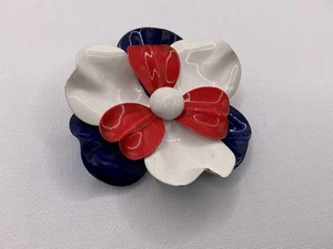 Vintage Goldtone & Red/White/Blue Enamel Flower Brooch - Picture 1 of 3