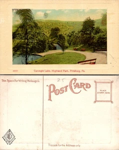 Alte Postkarte von Carnegie Lake Highland Park Pittsburg PA - Bild 1 von 1