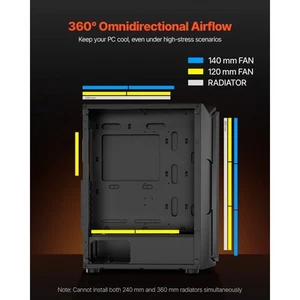 Mid Tower ATX RGB Gaming PC Case with 4x 120mm ARGB Fans Cooling System - Picture 1 of 12