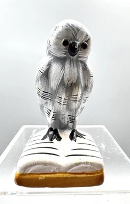 Vintage Ceramic Glazed Owl Hand Painted Figurine On Open Book 2 1/2" Tall - Image 1 of 4