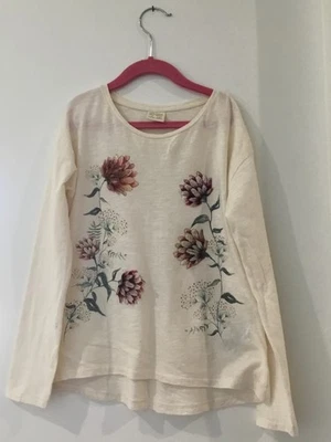 Zara Girls White Long Sleeve Shirt Fabric Flowers, Size 9/10 Excellent Condition - Image 1 of 4