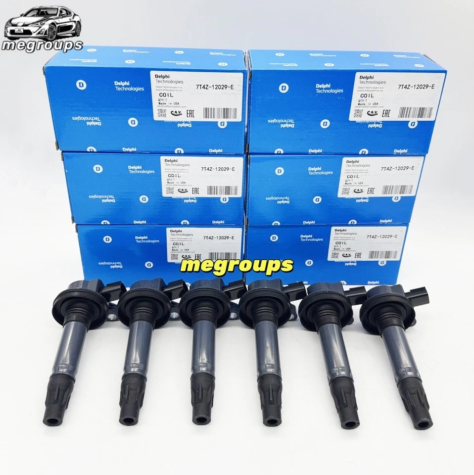 6X Bobinas de encendido DELPHI 7T4Z-12029-E DG520 Ford 07-13 Lincoln Mercury 3,5/3,7 L Foto 1 de 4