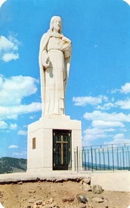 Estatua del Sagrado Corazón de Jesús, cerca del Santuario Cabrini, dorada, CO. 1954 -- POSTAL - Imagen 1 de 2