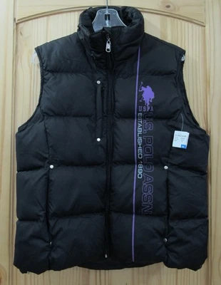 US Polo Assn Chaleco Mujer XL Negro Puffer Chaqueta Aislada Sin Mangas Bolsillos con Cremallera Foto 1 de 4
