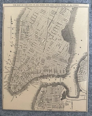 1833 Map of New York City Fire Limits (1933 print) NYFD - Image 1 of 4