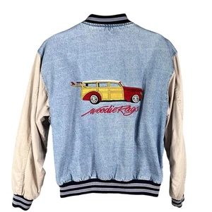 Vintage Port Authority Varsity Jacket L Embroidered Woody Rags Car Connoisseur - Picture 1 of 21
