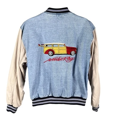 Vintage Port Authority Varsity Jacket L Embroidered Woody Rags Car Connoisseur - Image 1 of 4