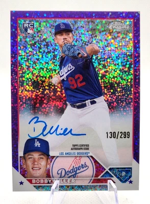 2023 Topps Chrome Purple Speckle Refractor /299 Bobby Miller Auto RC RA-BM - Image 1 of 2
