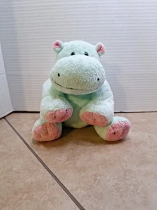 Ty Pluffies 9" Tubby The Hippo 2002 Tylux Plush Mint Green and Pink Terry Cloth  - Picture 1 of 10