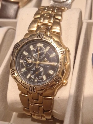 Citizen Eco-Drive Alarm Chronograph Gold Tone Men's Watch WR 200 Runs, Good Cond - Image 1 of 4