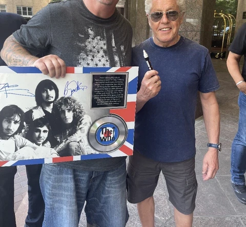 Pete Townshend Signed Record Award The Who Autographed Roger Daltrey Photo Proof Cover