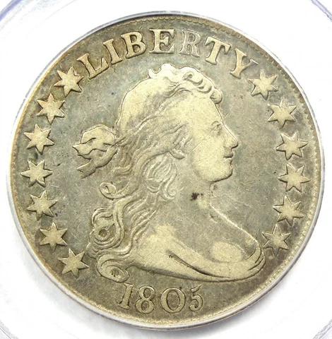 1805 Draped Bust Half Dollar 50C Coin - Certified PCGS VF30 - $1,750 Value! Cover