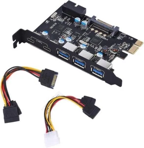 YEELIYA PCI-E to Type C (2),Type a (3) USB 3.0 5-Port PCI Express Expansion Card - Picture 1 of 7