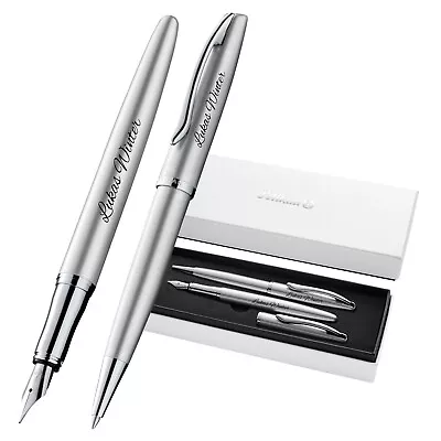 Pelikan Füllhalter und Kugelschreiber Jazz® Noble Elegance Set Silber mit Gravur - Bild 1 von 4