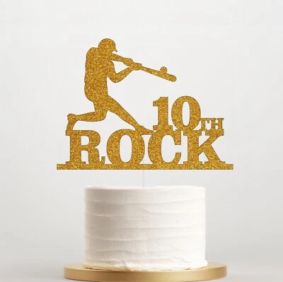 Personalised Baseball Glitter Cake Topper for Birthdays - Any Name Decor - Image 1 of 4