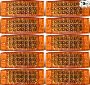 10- Amber 21 LED Side Marker Clearance Light Rectangle 12V Truck Trailer Camper - Picture 1 of 1