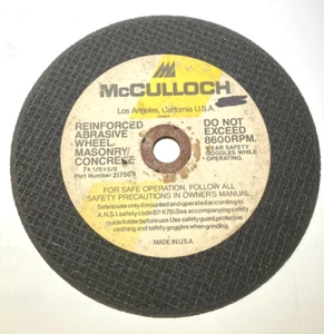 McCulloch Pro Mac 390 Cuts-All Saw Abrasive Masonry / Concrete Wheel 217509 - Picture 1 of 2