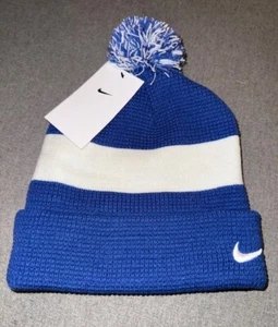 Nike Unisex Adult's Authentic Removable Pom Pom Beanie Hat DH2412-480 Blue/White - Picture 1 of 4