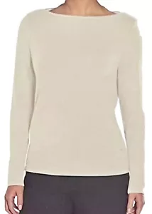 Neu Banana Republic Damen Langarm U-Boot-Ausschnitt French Terry Top Medium M Creme - Bild 1 von 2