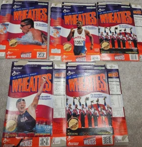 WHEATIES BOXES OLYMPICS VAN DYKEN, MICHAEL JOHNSON, TOM DOLAN, GYMNASTICS STRUG - Picture 1 of 6