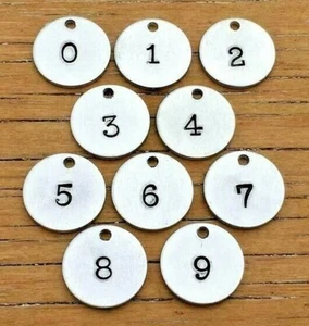Elección del número de etiqueta 0,1,2,3,4,5,6,7,8,9 etiquetas de identificación de aluminio estampadas a mano de 3/4 pulgadas  - Imagen 1 de 1