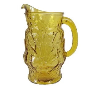 Anchor Hocking Krug Regen Blume Braunglas Crinkle Retro 10" 72 Oz Vintage MCM - Bild 1 von 8