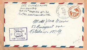 WORLD WAR II MILITARY MAIL APO 32 1943 CENSORED 114th ENGR BN - Picture 1 of 1