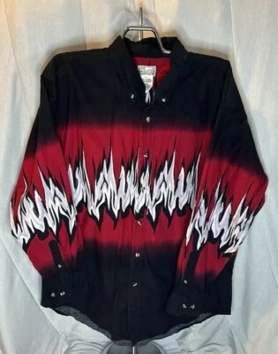 Vaquero Rockabilly vintage años 90 XL Western Express Rider Ombré Flames Rodeo Foto 1 de 4