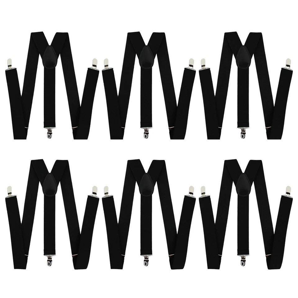 PAQUETE DE 6 BRACES NEGROS HOMBRE GÁNGSTER AÑOS 20 AÑOS 40 ELEGANTE VESTIDO TIRANTES DISFRAZ Foto 1 de 1