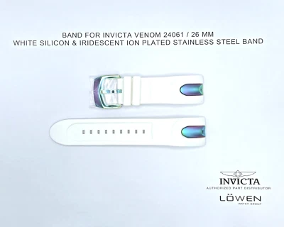 Autêntica pulseira de relógio Invicta Venom 24061 inserções iridescentes de silicone branco 26 mm - Imagem 1 de 3