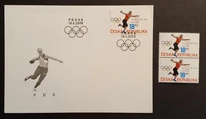 Czech Republic Stamps First Day Cover & MNH stamps 18kc 2008 Olympics Discus (w) - Picture 1 of 2