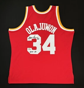 Hakeem Olajuwon Signed Rockets Mitchell & Ness Swingman Jersey Beckett HOF 08 - Picture 1 of 5