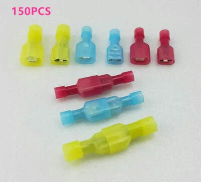 150X Male Female Insulated Wire Terminals Spade Crimp Connectors 22-10AWG Mixed - Image 1 of 4