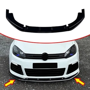 Gloss Black Front Bumper Spoiler Lip For Volkswagen VW Golf 6 MK6 R 2010-2013 - Picture 1 of 6