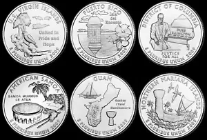 2009 WASHINGTON DC AND US TERRITORIES QUARTER 6 COIN SET UNCIRCULATED - Picture 1 of 9