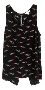 Leichter Pullover Tanktop der Marke C Gr. L schwarz Lippenstiftmuster Schlüsselloch F34 - Bild 1 von 7