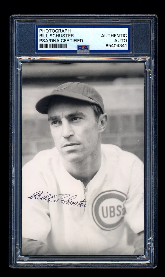 BILL SCHUSTER SIGNED PHOTOGRAPH PSA/DNA AUTO PCL HOF 1945 CHICAGO CUBS PENNANT - Image 1 of 1