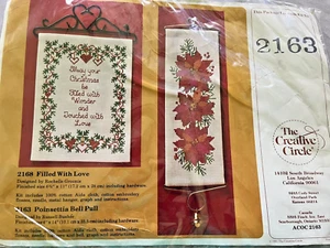 Christmas Cross Stitch Kit POINSETTIA BELL PULL Creative Circle Cottage Core - Picture 1 of 4